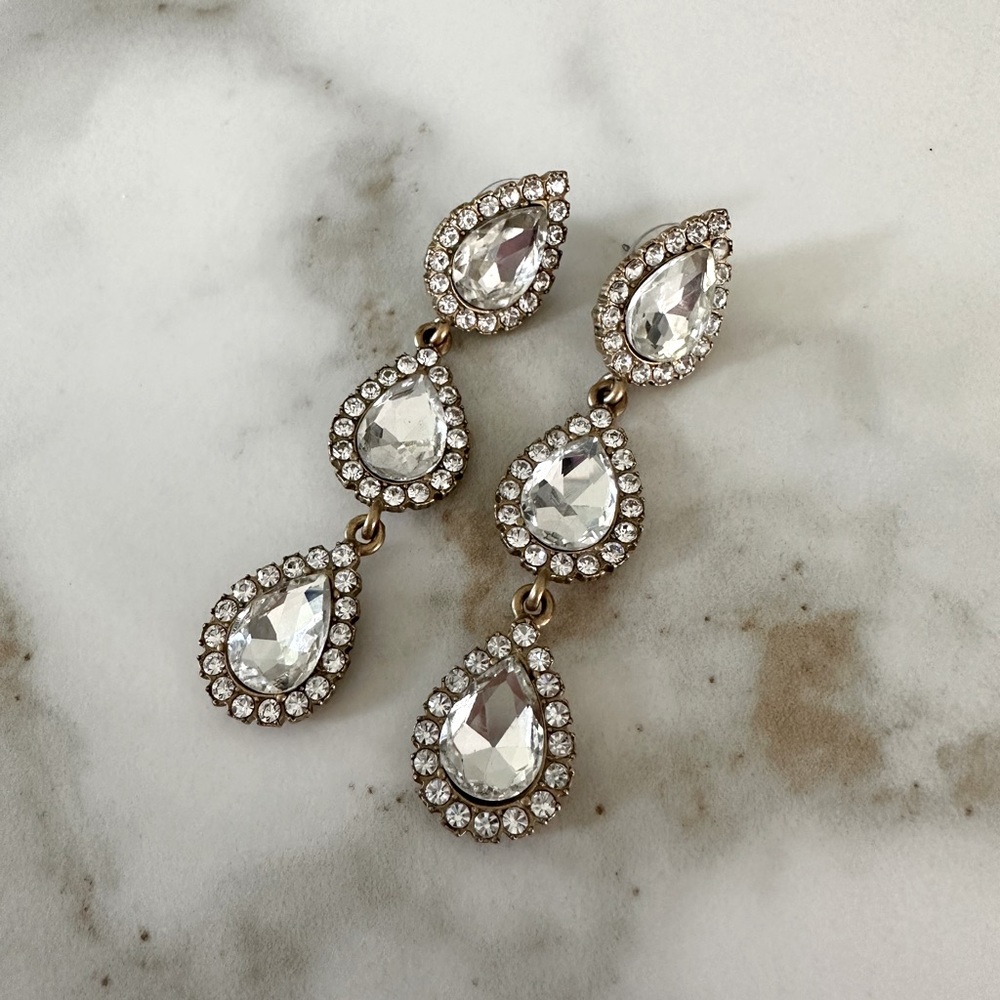 LOREN HOPE TRIPLE TEARDROP FACETED CRYSTAL EARRINGS